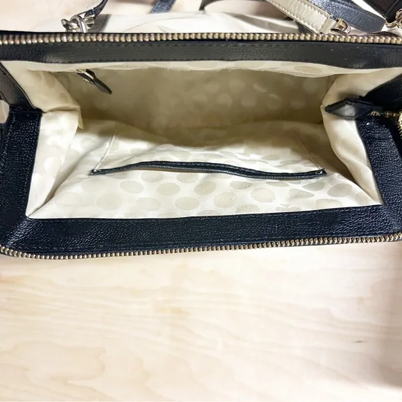 Kate Spade Auburn Place Cayton Satchel Bag Patent Cow Leather Cream and Black - Picture 9 of 15